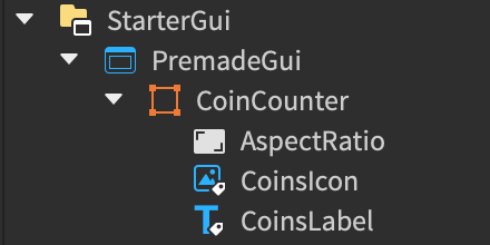 Premade Coin Counter UI in StarterGui